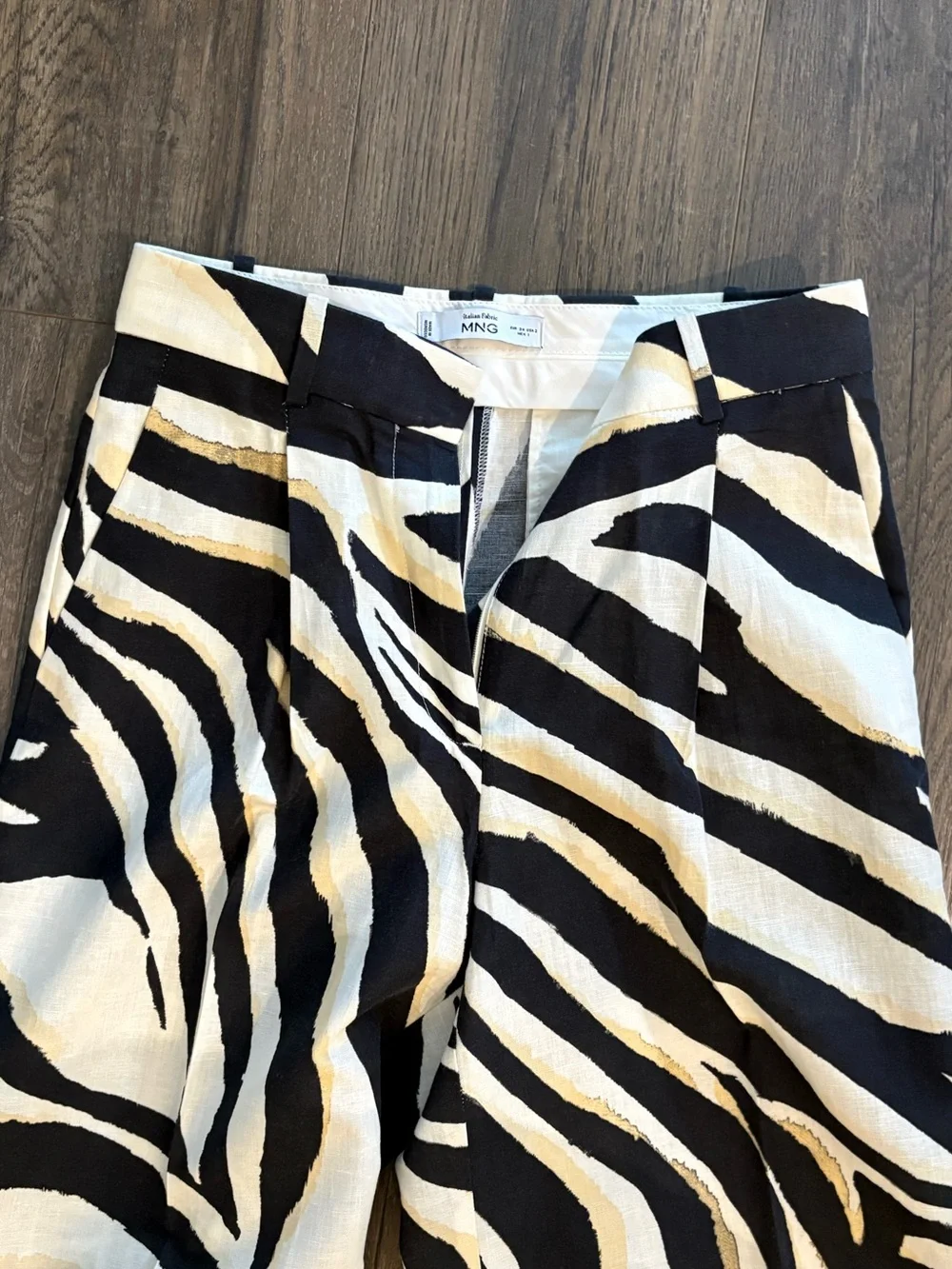 🔸NWT🔸Mango Linen Wide Leg Zebra Print pants